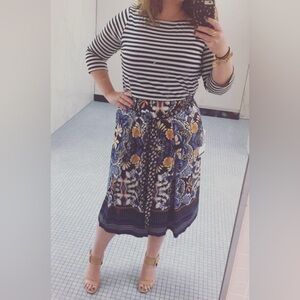 LIKE NEW LOFT Floral Silky Midi Skirt